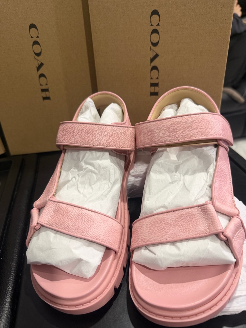 Coach Sig Sport Sandals/Power Pink Signature Canvas Assorted CBB91 sizes 9 NEW